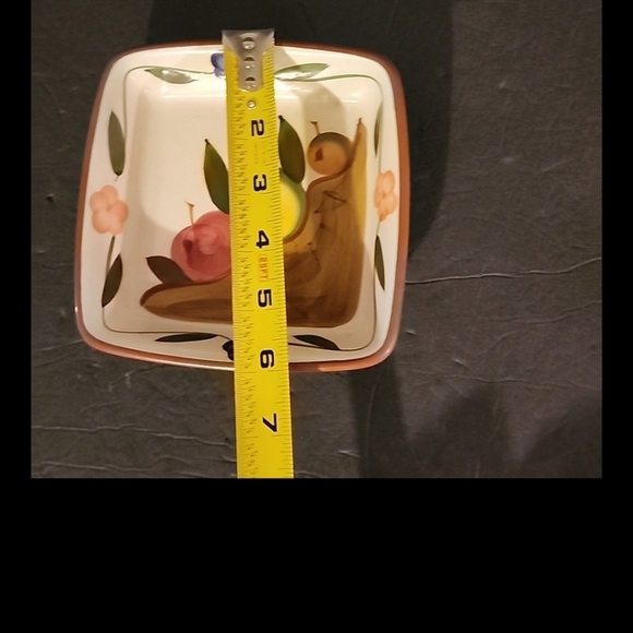 Square Ceramic Plate Hand-Painted Fruit Design - Picture 5 of 5